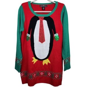 United States Sweaters Christmas Sweater Dress UCS Penguin Womens Size XL